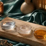 Su, silikon ve yağ bazlı kayganlaştırıcı seçimini temsil eden üç şişe